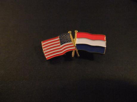 Amerika- Nederland vlag goudkleurig handvat